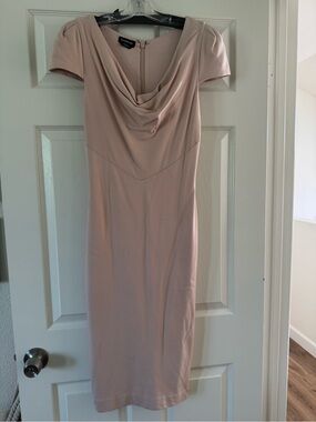 bebe Soft Blush Cowl Neck Midi Dress